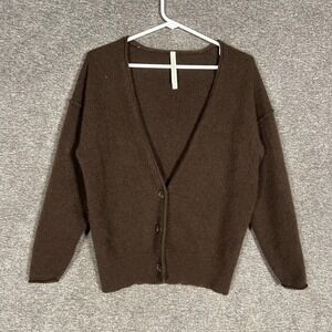 The Group Babaton Cardigan Sweater Womens XS Brown Cashmere V Neck Button Front